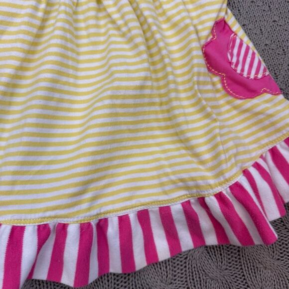 Hanna Andersson Sunny Dress Sunshower ~ Pink and Yellow Striped Dress ~ 3/6M - Picture 3 of 9